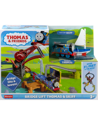 Thomas &amp; Friends Motorized Toy Train Set Bridge Lift Thomas &amp; Skiff Track Playset