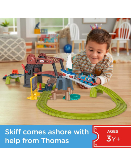 Thomas &amp; Friends Motorized Toy Train Set Bridge Lift Thomas &amp; Skiff Track Playset