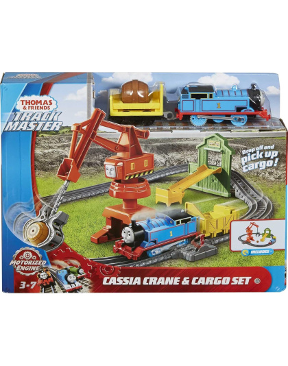 Thomas &amp; Friends Cassia Crane &amp; Cargo Set, motorized train and track set