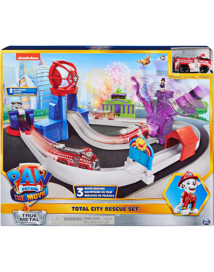 PAW Patrol, True Metal Total City Rescue Movie Track Set with Exclusive Marshall Vehicle