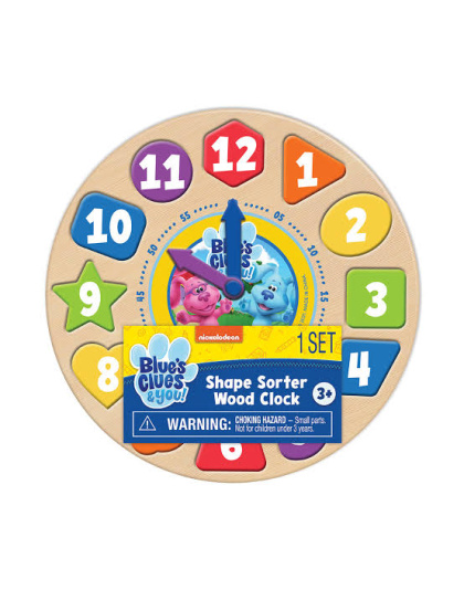 Blues Clues 12pc Shape Sorter Wood Clock