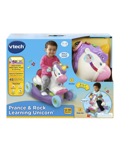 VTech Prance &amp; Rock Learning Unicorn™ Push &amp; Pedal Ride- On