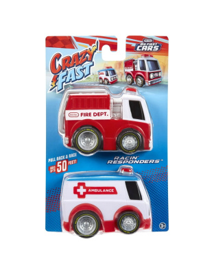 Little Tikes, My First Cars, Crazy Fast Cars 2-Pack Racin’ Responders Pullback Cars, Goes up to 50 ft