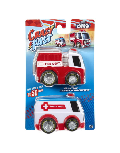 Little Tikes, My First Cars, Crazy Fast Cars 2-Pack Racin’ Responders Pullback Cars, Goes up to 50 ft