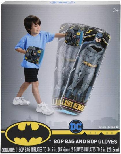 BATMAN Punching Bag with Gloves for Kids - Freestanding Inflatable Boxing Bag Indoor and Outdoor Kids Bop Bag Toy for Exercise and Play