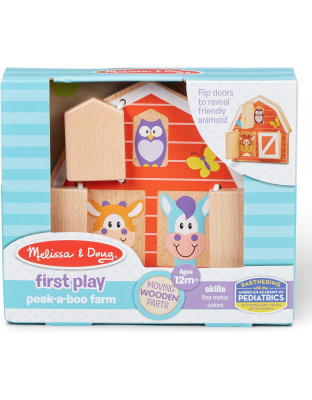 Melissa &amp; Doug First Play Peek-a-Boo Farm Wooden Grasping Toy