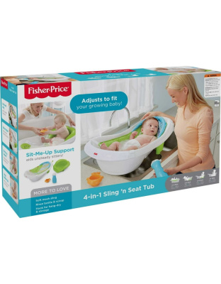 Fisher-Price 4-in-1 Sling Seat Convertible Baby Bath Tub, Green