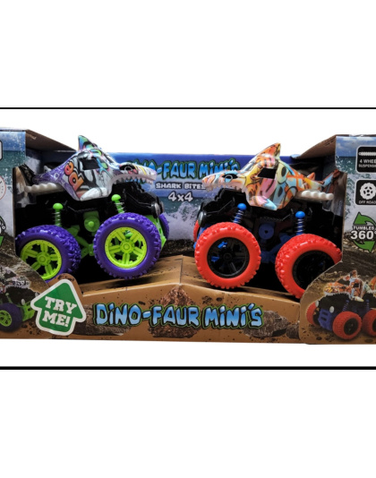 Dino-Faur Mini Friction Powered Push N Go Truck Shark 2 Pack