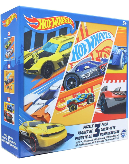 Hot Wheels 3 Pack Kids Puzzles (48 PCs casse)