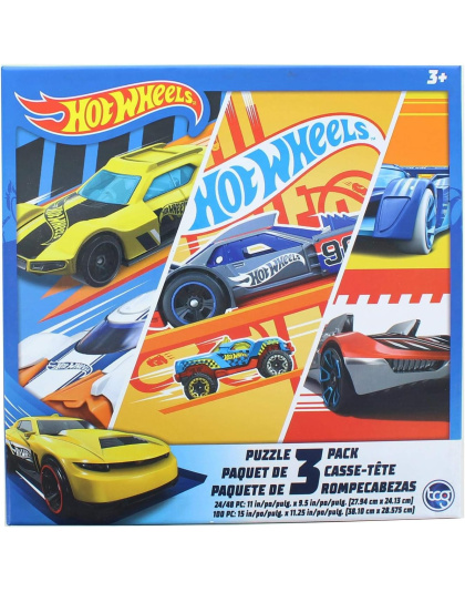 Hot Wheels 3 Pack Kids Puzzles (48 PCs casse)