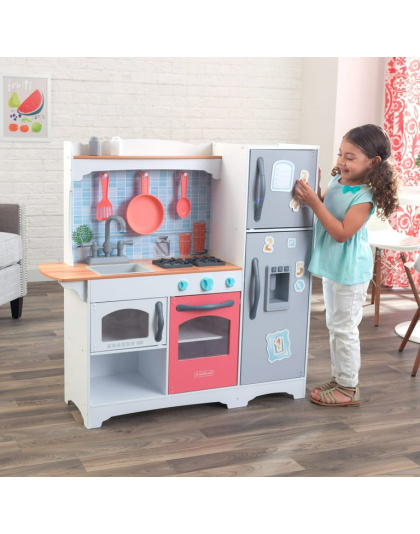 KidKraft Mosaic Magnetic Play Kitchen with Ice Maker &amp; Accessory Play Set