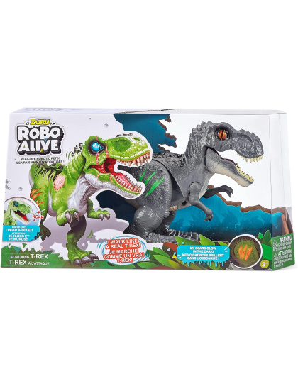 Robo Alive Attacking Grey T-Rex Battery-Powered Robotic Toy