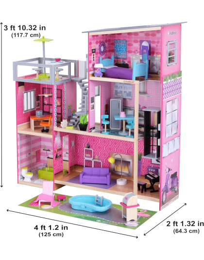 KidKraft Uptown Wooden Modern Dollhouse with Lights &amp; Sounds