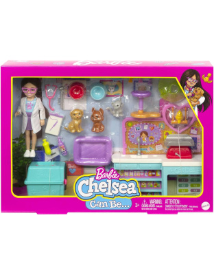 Barbie Doll &amp; Playset with Accessories, Chelsea Can Be Pet Vet Set