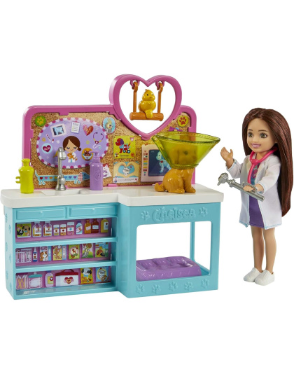 Barbie Doll &amp; Playset with Accessories, Chelsea Can Be Pet Vet Set