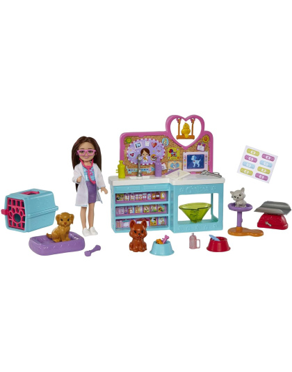 Barbie Doll &amp; Playset with Accessories, Chelsea Can Be Pet Vet Set