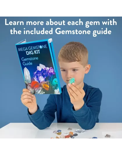 Mega Gemstone Dig Kit - 20 Real Life Gems &amp; Crystals -Science Kidz