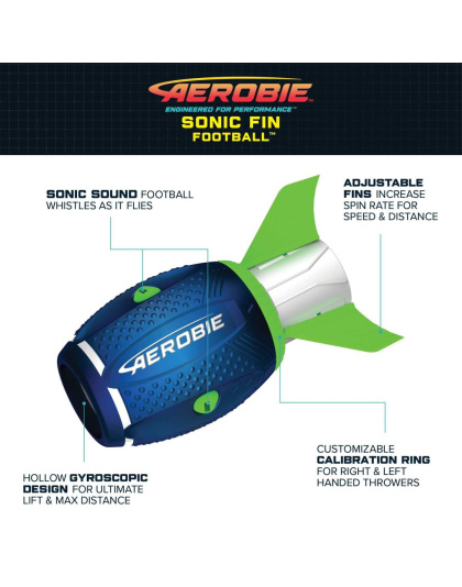 Aerobie Sonic Fin Football, Aerodynamic Russel Wilson Football Toy, Now With Softer Foam &amp; Fins, Outdoor Games For Kids