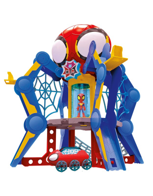 Marvel Spidey and His Amazing Friends Web-Spinners Web-Quarters, Kids Playset with Action Figure, Vehicle, and Accessories