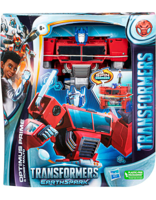 Transformers Toys EarthSpark Spin Changer Optimus Prime 8-Inch Action Figure